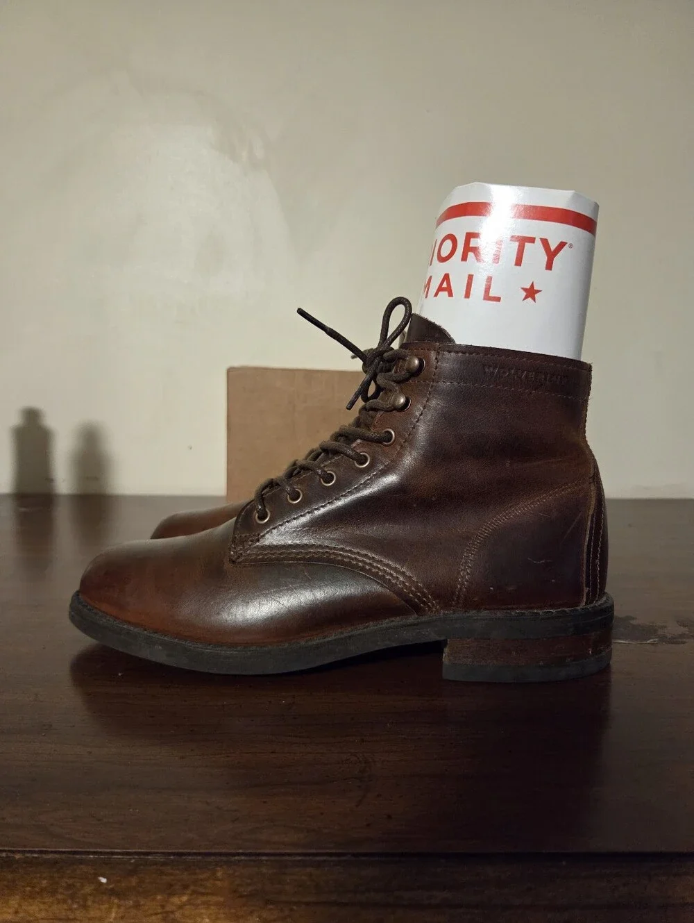 Wolverine 1000 Mile Boots Men 7.5 Rust Brown Leather Plain Toe Vibram W05299 USA